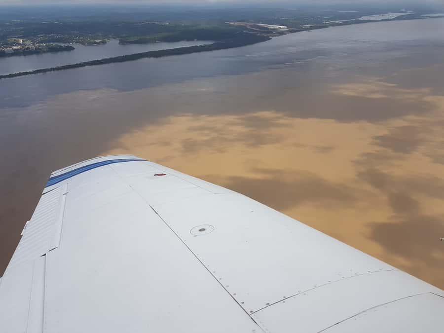 Manaus: Amazon Rainforest Panoramic Airplane Flight - Leaving Manaus for the Negro River