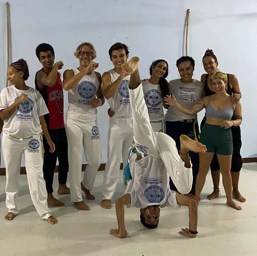 Salvador: CAPOEIRA CLASS - CULTURAL - Learning kicks, spins, and acrobatic movement